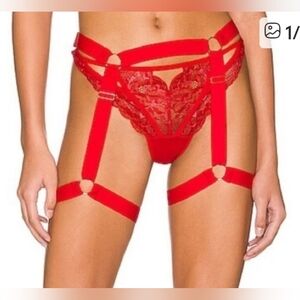 We Are HAH Women's Strung Out Garters SIREN RED Size OS NWT